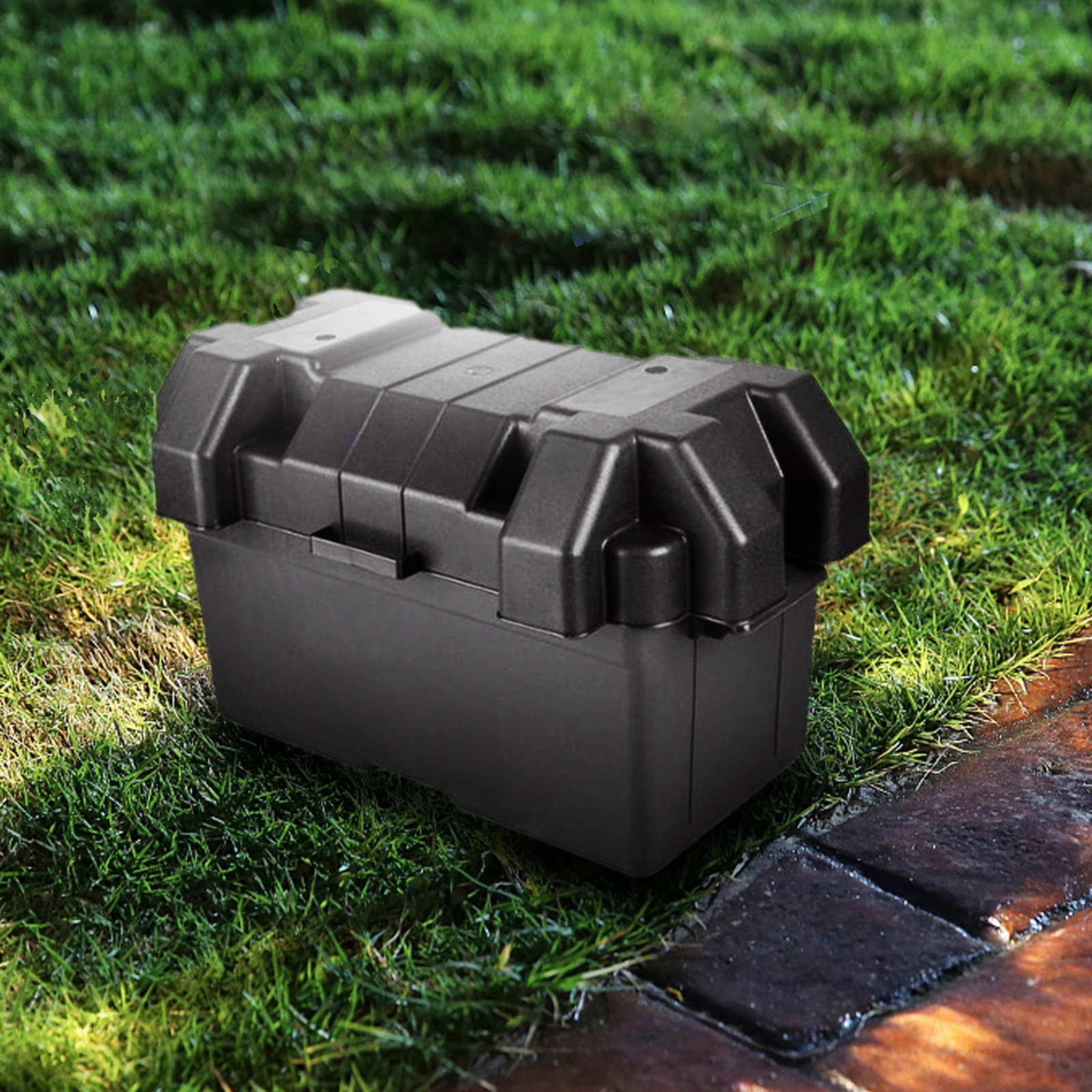 

Battery Storage Box with Strap Impact Resistance Lightweight Waterproof Batteries Carrier for Boat Car Travel ATV Trailer