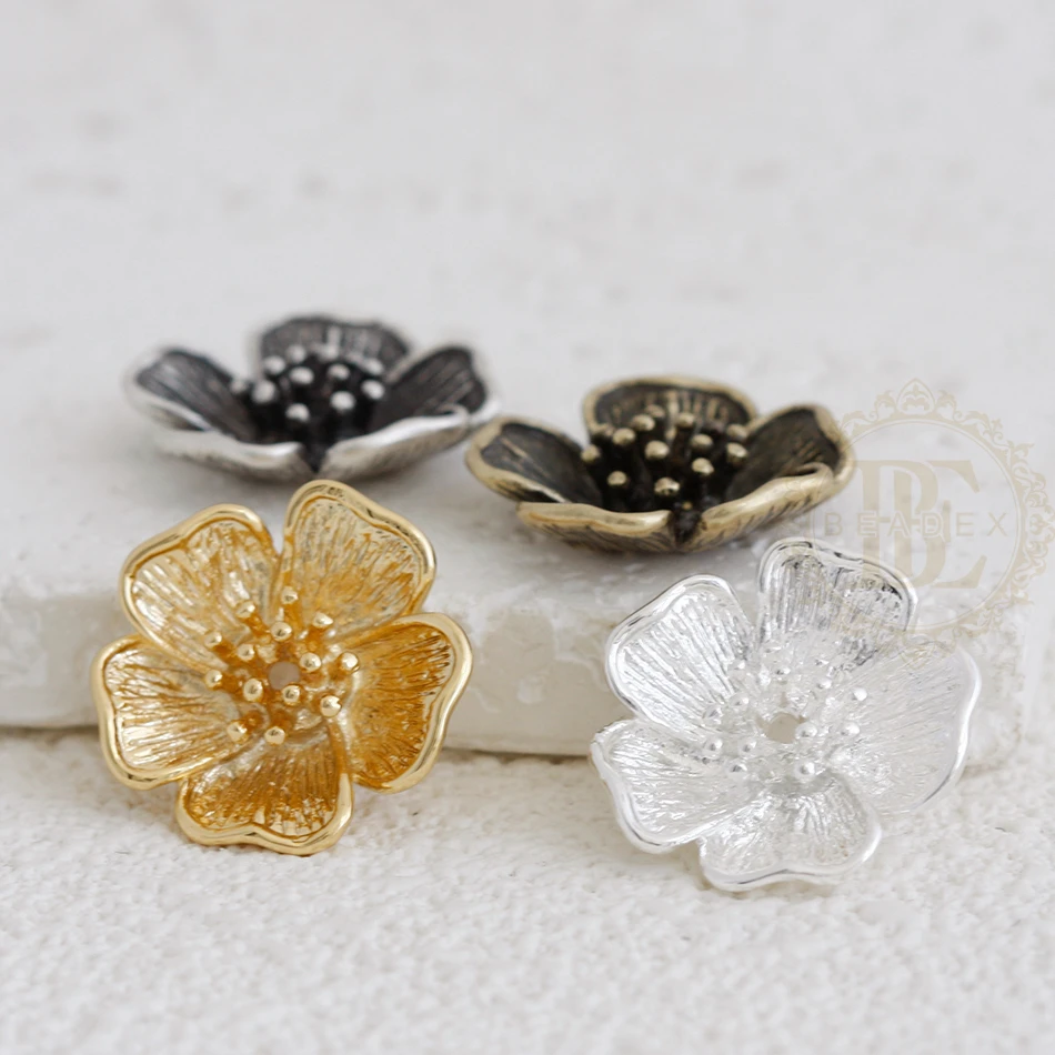 

One Piece Premium Plated Solid Brass Spacer - Flower 19.2x5.4mm (4917C-12)