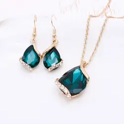 Fashion European and American water droplets love crystal jewelry necklace jewelry exquisite set bride photo wedding set gift