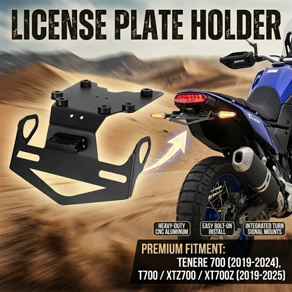 

For Yamaha Tenere700 XTZ700 2019-2024 Motorcycle Rear Tail Tidy Kit License Plate Holder Fender Eliminator Registration Bracket