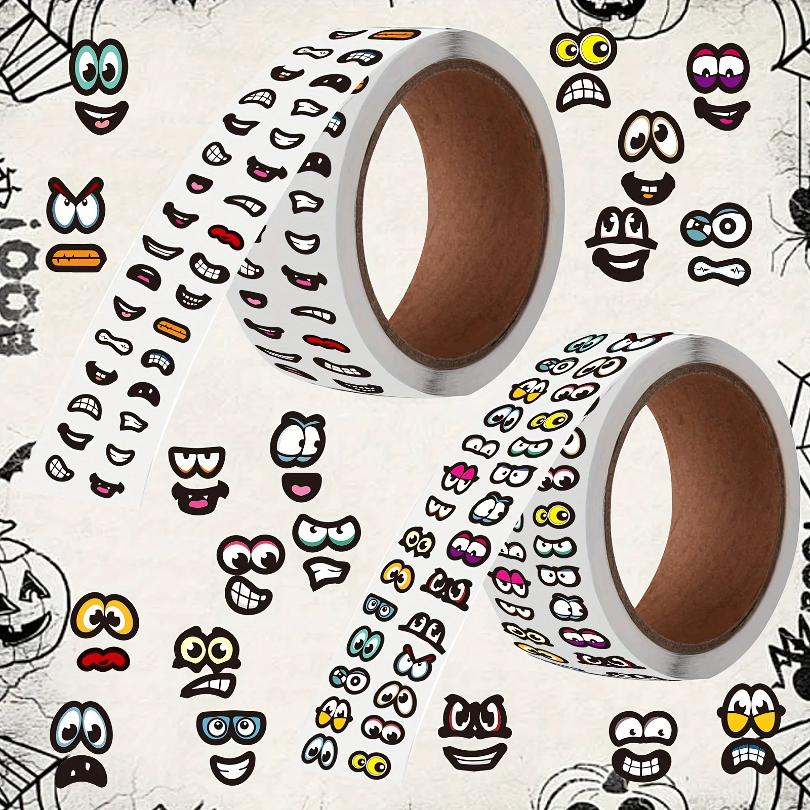 2000 PCS Mini Eyes and Mouth Stickers for Halloween DIY, Self-Adhesive Vinyl Labels for Scrapbooking, Journals, Bottles & Crafts