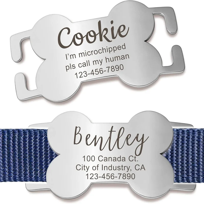 Collier personnalisé incurvé pour animaux de compagnie avec gravure de plaque nominative, étiquette d'identification anti-perte pour chats et chiens, accessoires, collier personnalisé avec nom