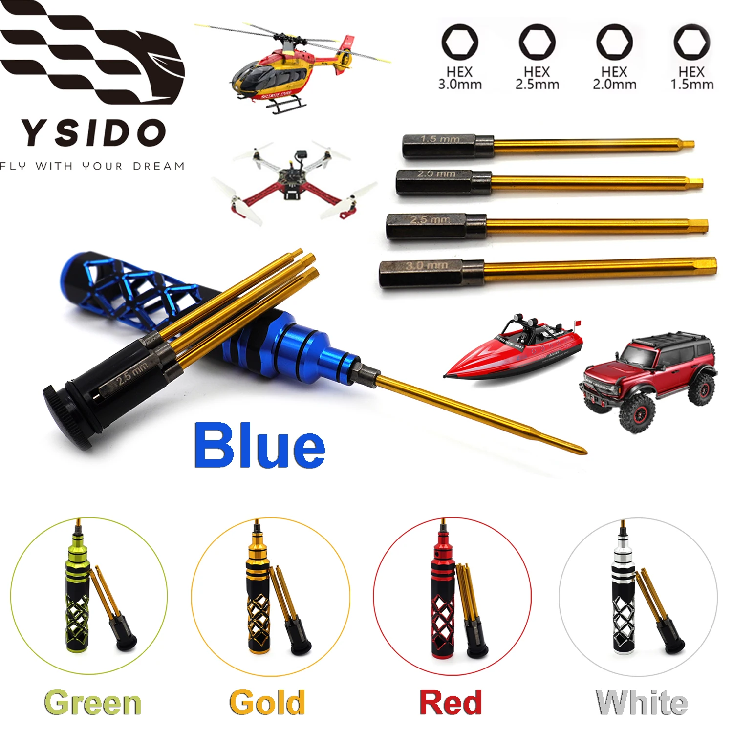 

Набор шестигранных отверток 4 в 1, 1,5 мм, 2,0 мм, 2,5 мм, 3,0 мм, шестигранный инструмент для RC FPV, вертолета, дрона, гоночного самолета, автомобиля