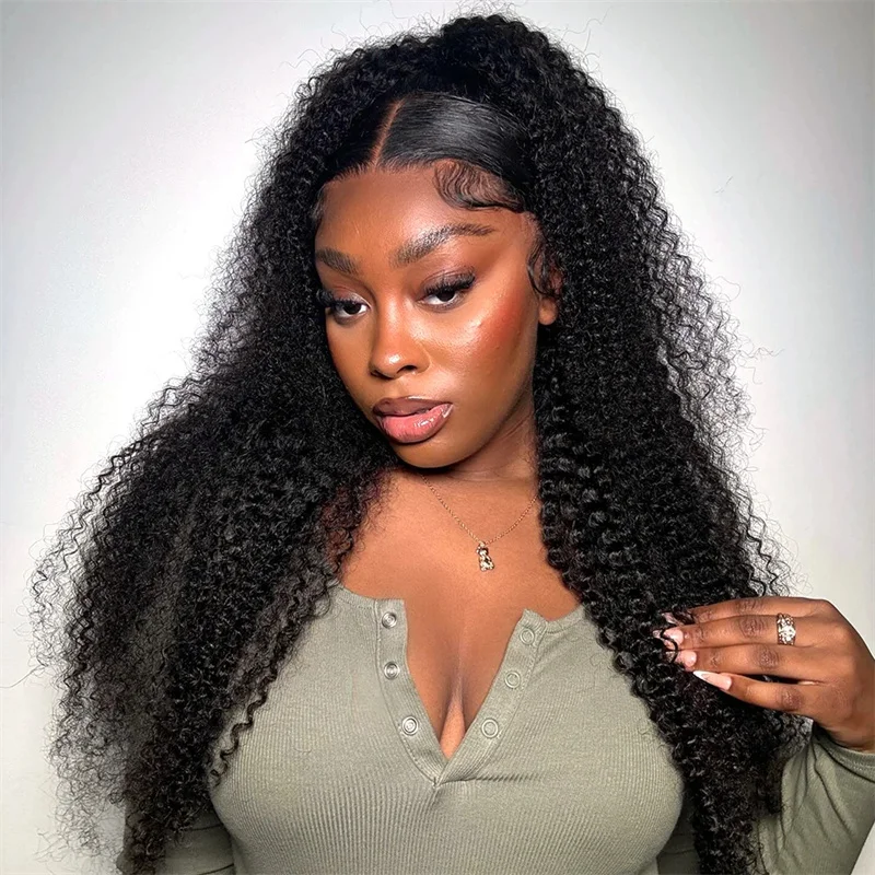 VSHOW Afro Kinky Curly 7x5 Wear Go Pre Cut Glueless Human Hair Wig Transparent HD Lace Front Preplucked Wigs For Women