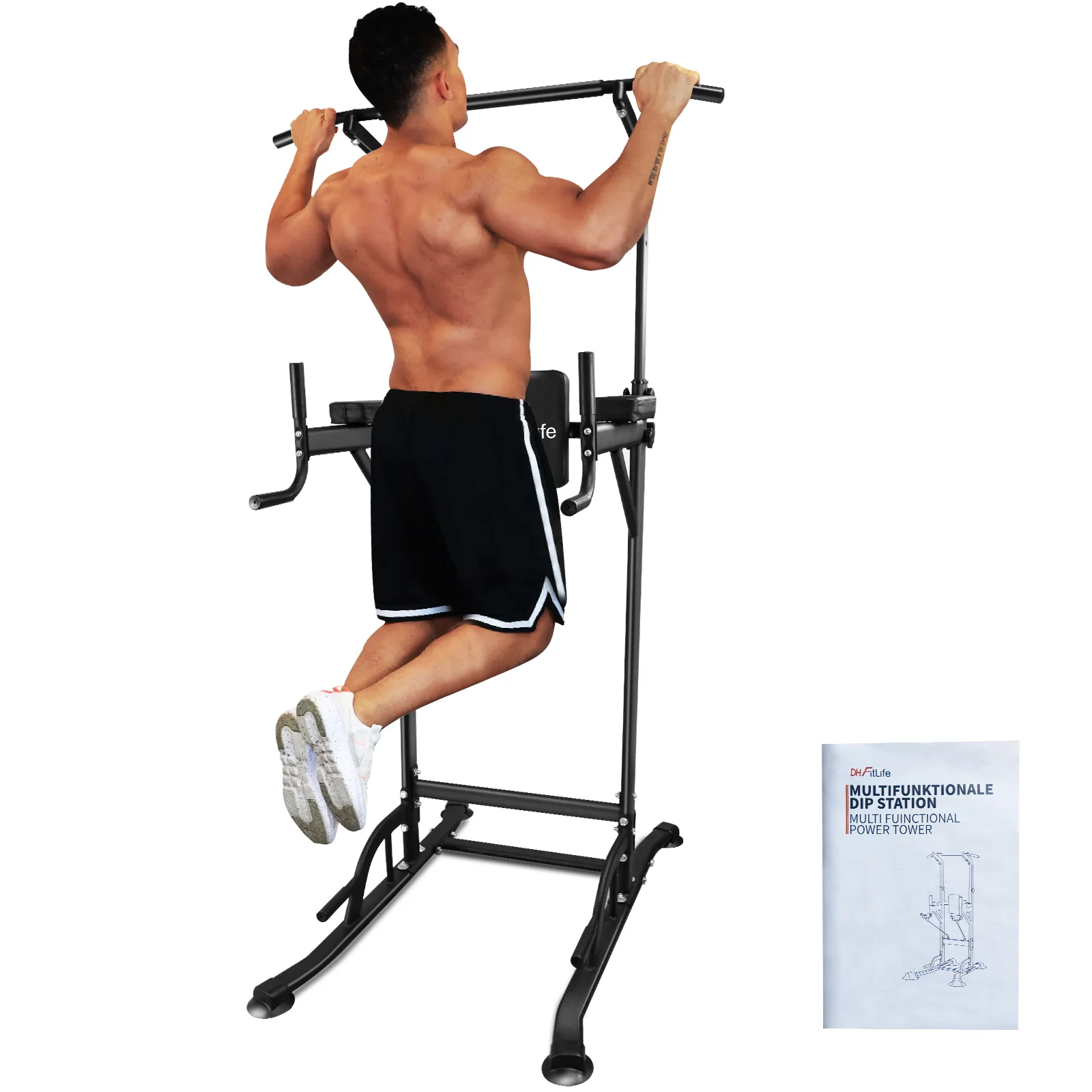 Power Tower Dip Station | Sport Geräte mit Klimmzugstange,  Dip Barren u. Rückentrainer | Kraftstation Kraftturm | Fitness Station | Power Rack for Home Gym | Krafttraining für Zuhause