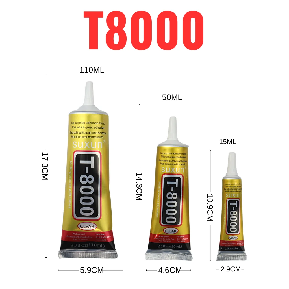 

15ML 50ML 110ML SUXUN T8000 Glue Clear Contact Phone Repair Adhesive Glass Plastic Universal DIY Glue T-8000