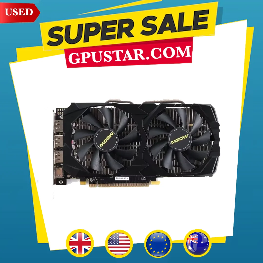 USED Graphics Card AMD Radeon RX 580 8G GDDR5 256Bit 2048SP PCI Express 3.0 ×16 GPU Computer Gaming RX 580 8GB placa de video