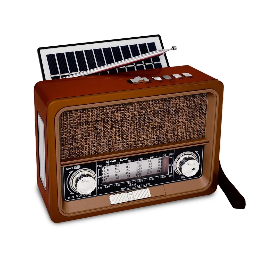 Radio retro Bluetooth caja de sonido Usb Sd Am Fm cargador de placa solar multimedia con linterna