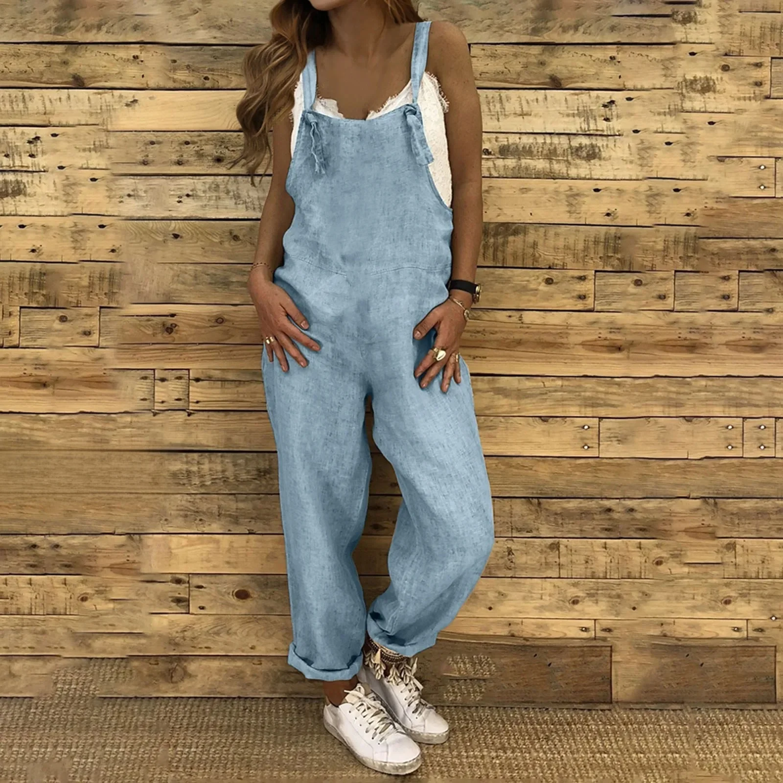 Damskie kombinezony w dużych rozmiarach Kombinezony Casual Solidne luźne kombinezony Romper Baggy Retro Trend w modzie Klasyczne kombinezony na wszystkie mecze — zdjęcie 2