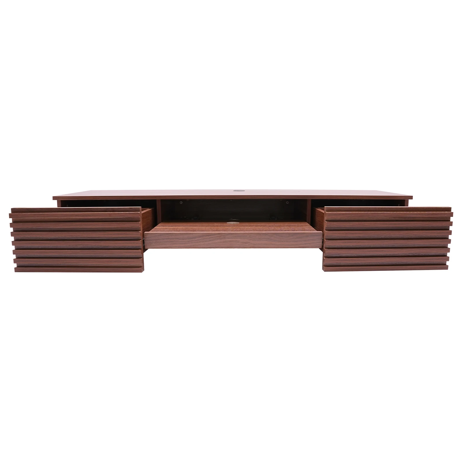 Brown Wall Mounted Desk, Wall Mounted Desk with Pull Out Drawer, Wall Organizer Smooth Edges Rectangular Ecological Board