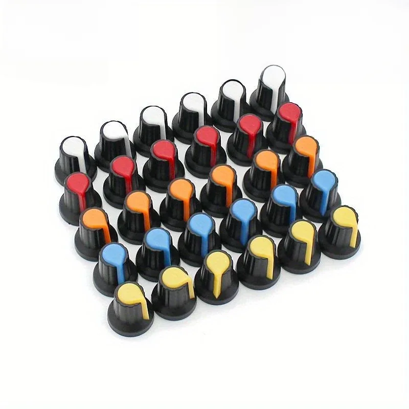 30 pièces/lot WH148 boutons de potentiomètre 15X17mm 6mm potentiomètre boutons en plastique capuchon 5 couleurs jaune Orange bleu blanc rouge