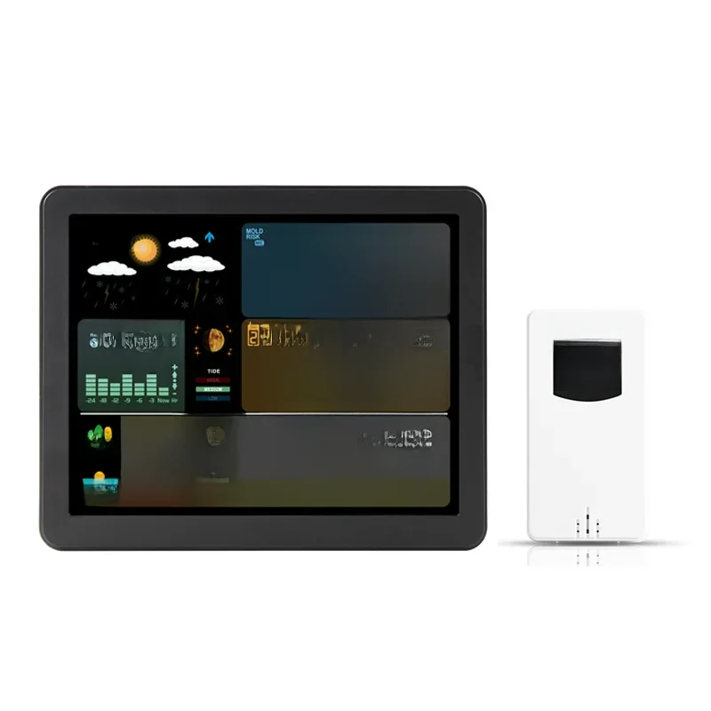 Station météo sans fil avec affichage coloré, horloge numérique murale, double réveil, baromètre, thermomètre, hygromètre