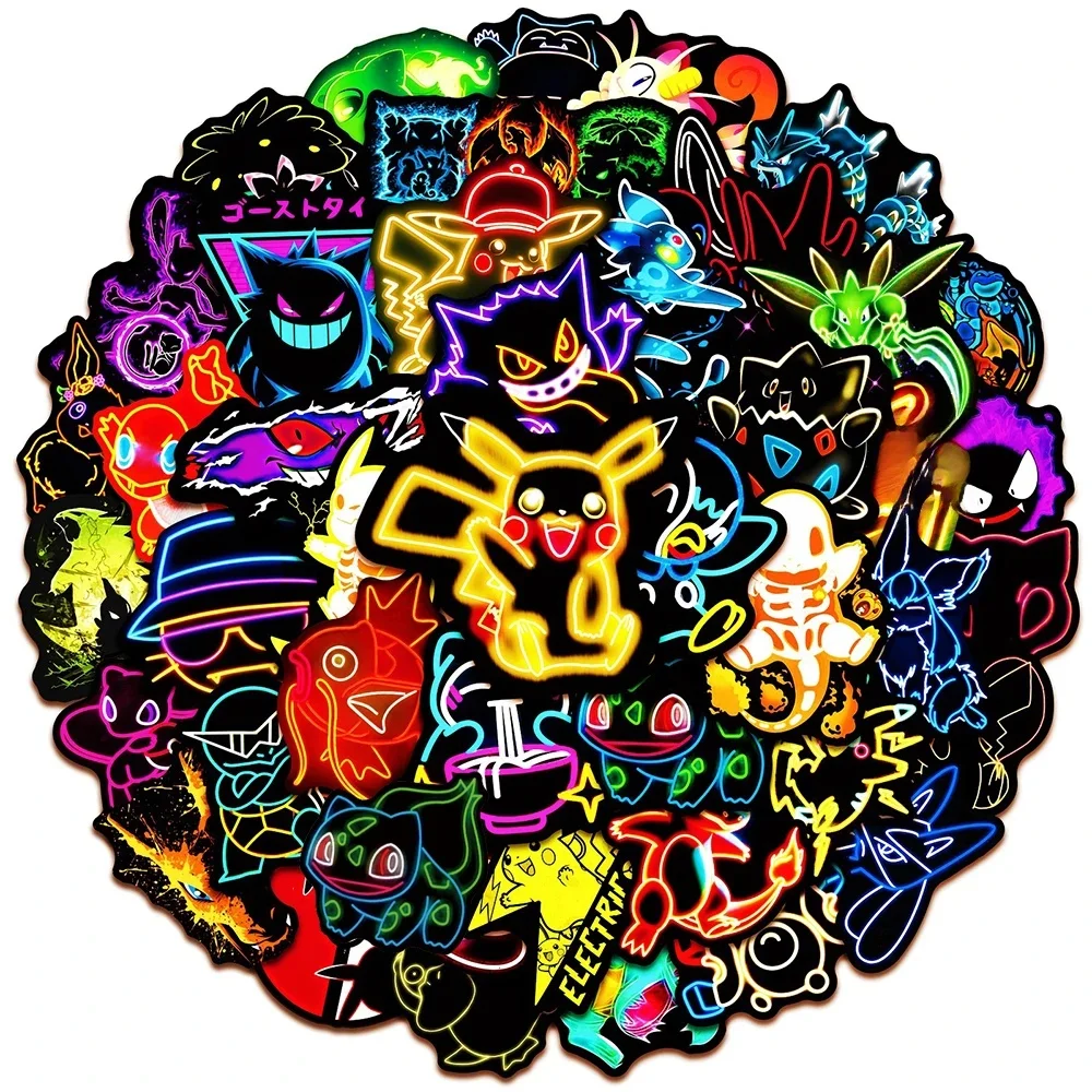 AliExpress TAKARA TOMY 10/30/50pcs Cute Anime Neon Pokemon Stickers Cartoon Pikachu Decals Kids Toys Bike Laptop Phone Car Fridge Waterproof Sticker