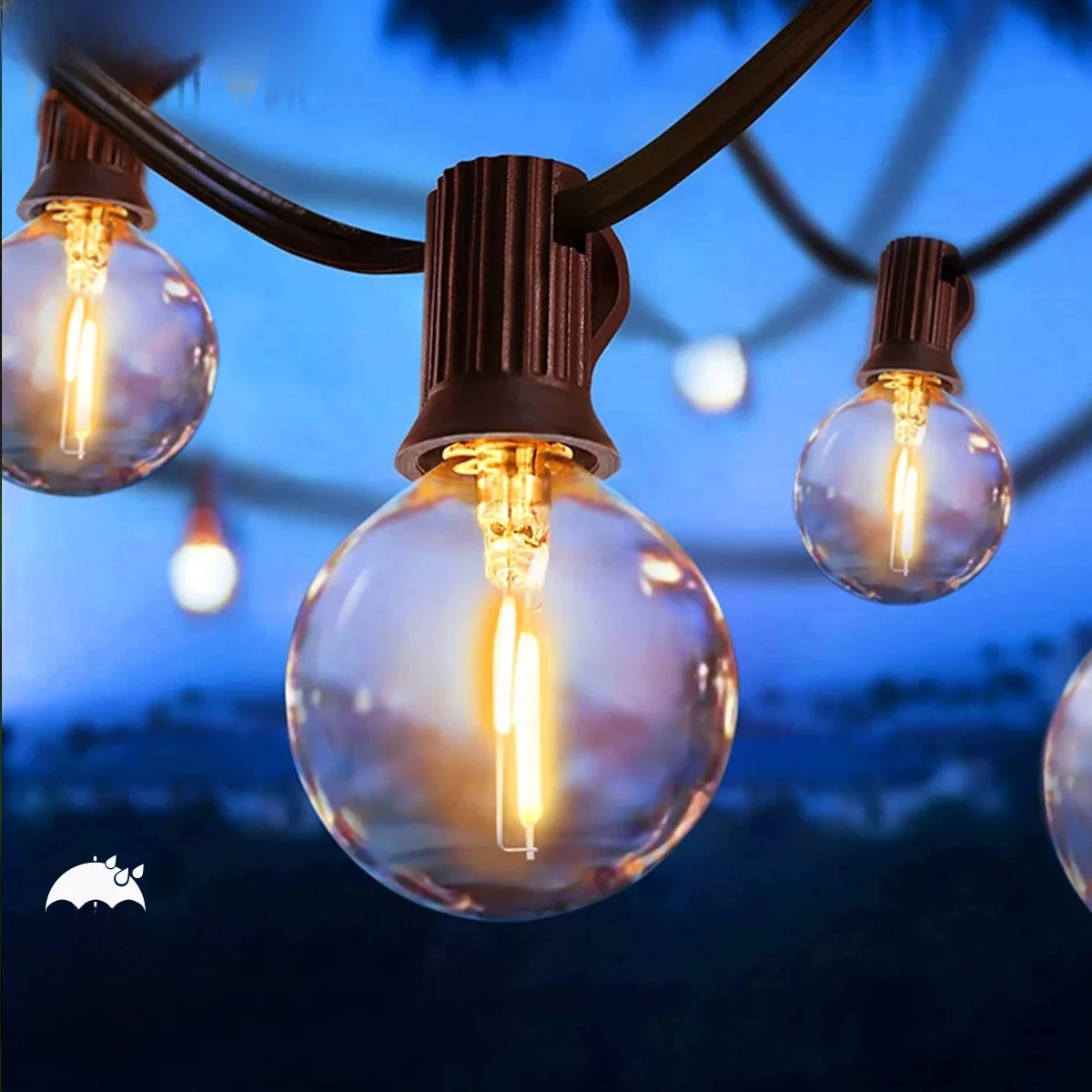 Ganriland 65ft Outdoor Slinger Lichtslinger Lichten Dimbare E12 Sockets G40 Globe Led Lamp Koppelbaar Gard Decor Fee Lichte Ketting - afbeelding 2