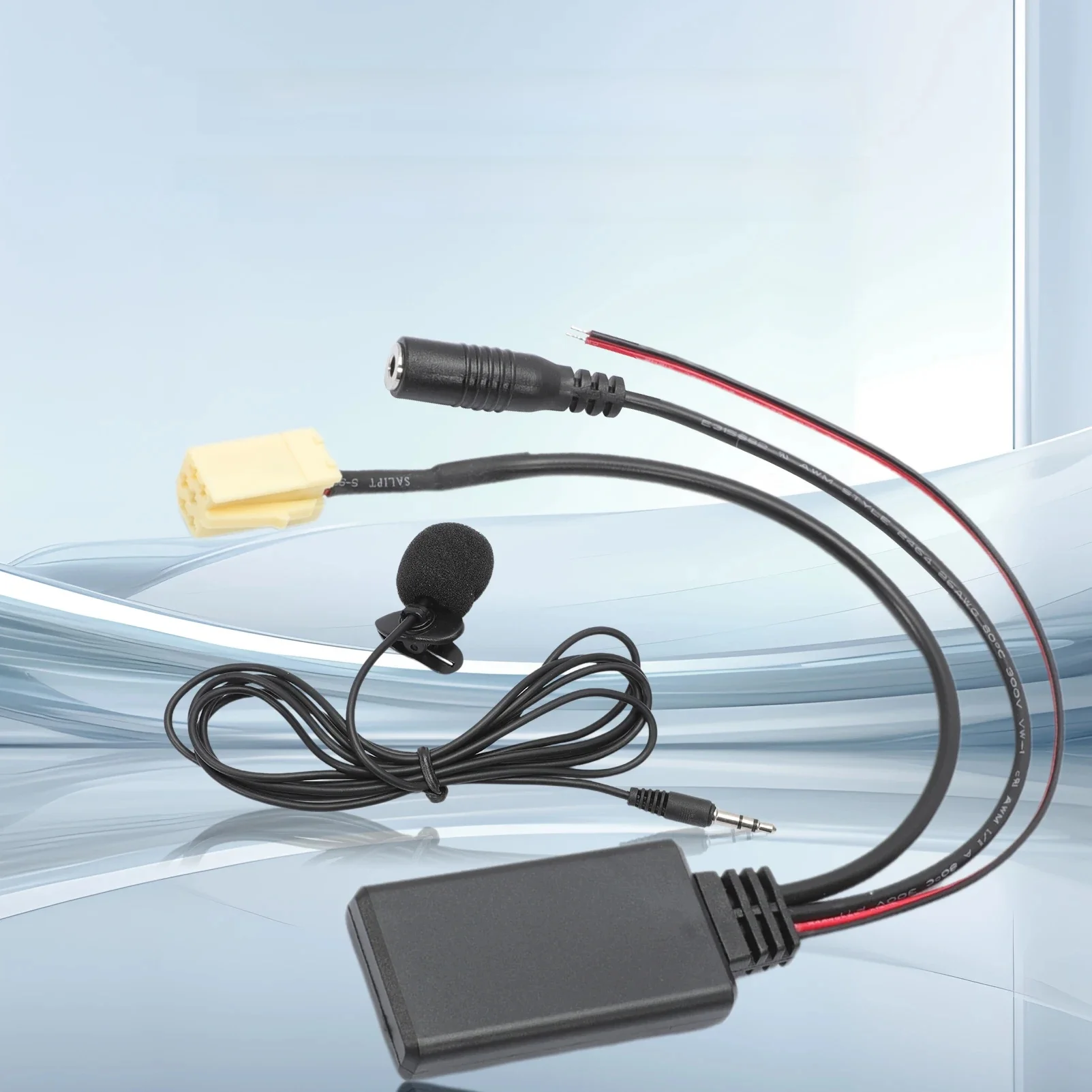 Kabel AUX Bluetooth, adapter do samochodu Bluetooth 5.0 z adapterem mikrofonu Zestaw głośnomówiący AUX Bluetooth do Fiat 500/Grande Punto — zdjęcie 2