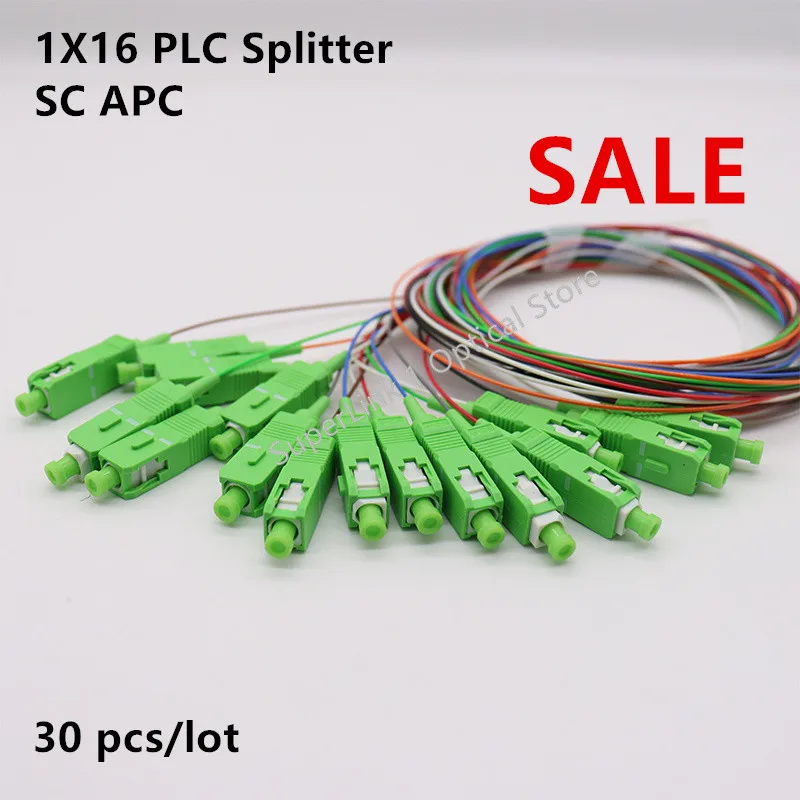 

30pcs/Lot 1X16 PLC Splitter SC APC Optical FTTH Fiber Optic Splitter FBT Optical Singlemode Simplex Steel Pipe 1M Free Shipping