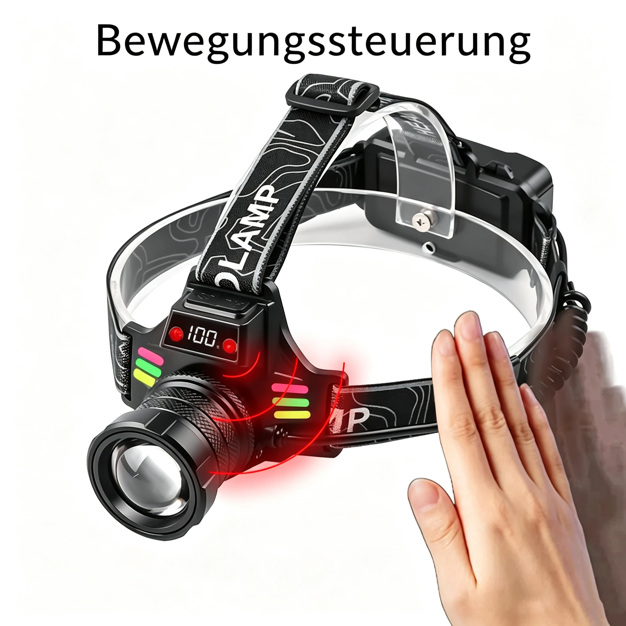 Oplaadbare LED-koplamp met 4 lichtmodi en sensor