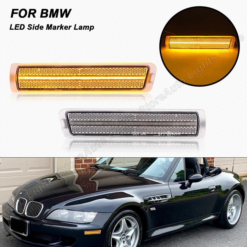 For BMW Z3 M LED Light Roadster Coupe 1997-2002 Convertible 1996-2002 2PCS Front Side Marker Lights Auto Fender Flare Lamps