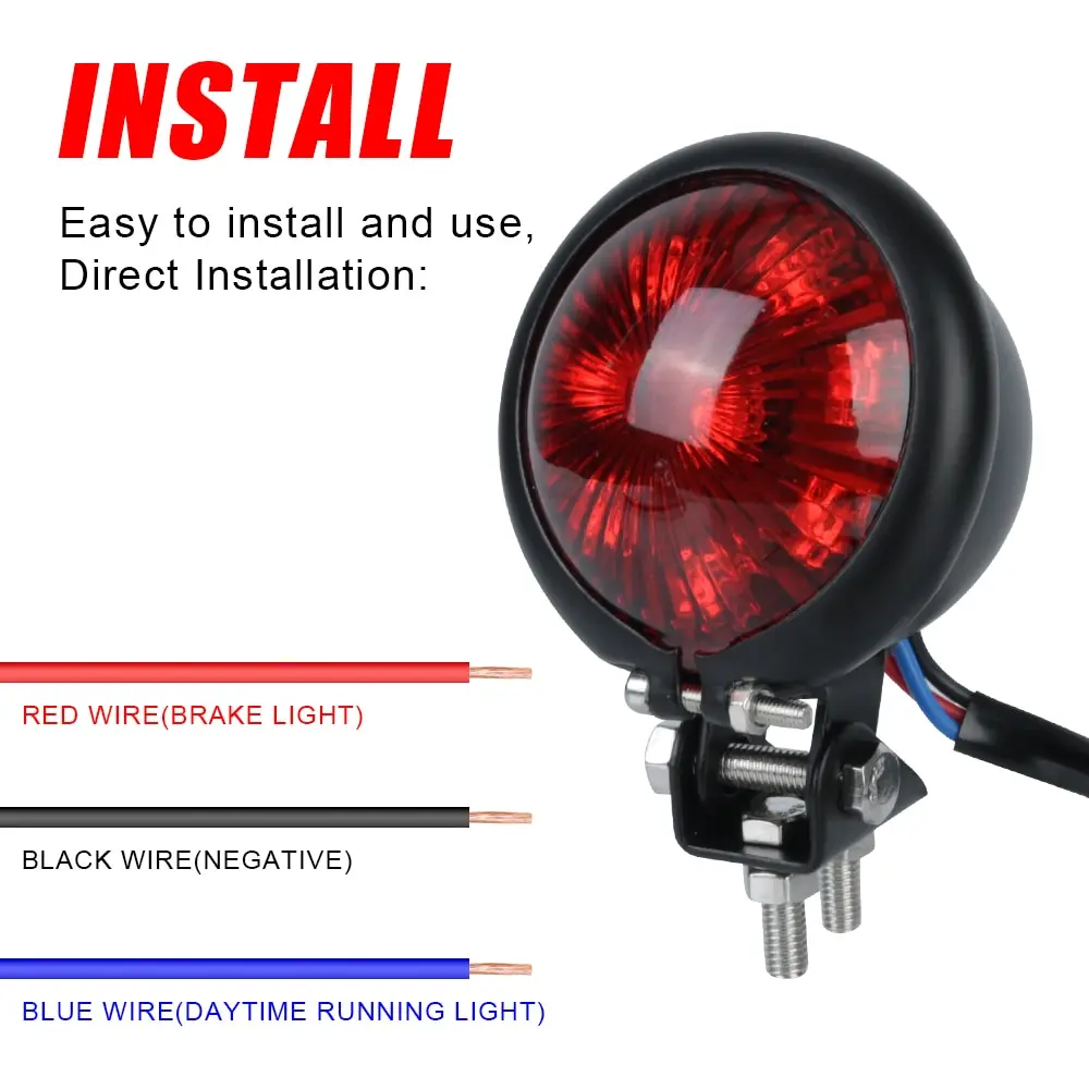 12V Taillights Motorcycle Brake Light LED Motorbike Stop Rear Tail Lamp Red Compatible With Chopper Bobber Cafe Racer StreetBike