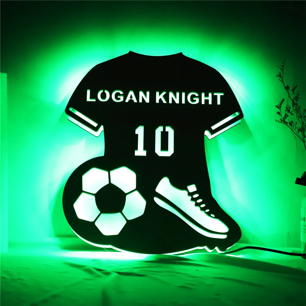 Personalized Soccer Football Baseball Basketball LED Wall Lamp Custom Name Sports Neon Night Light For Son Kids Bedroom Decor