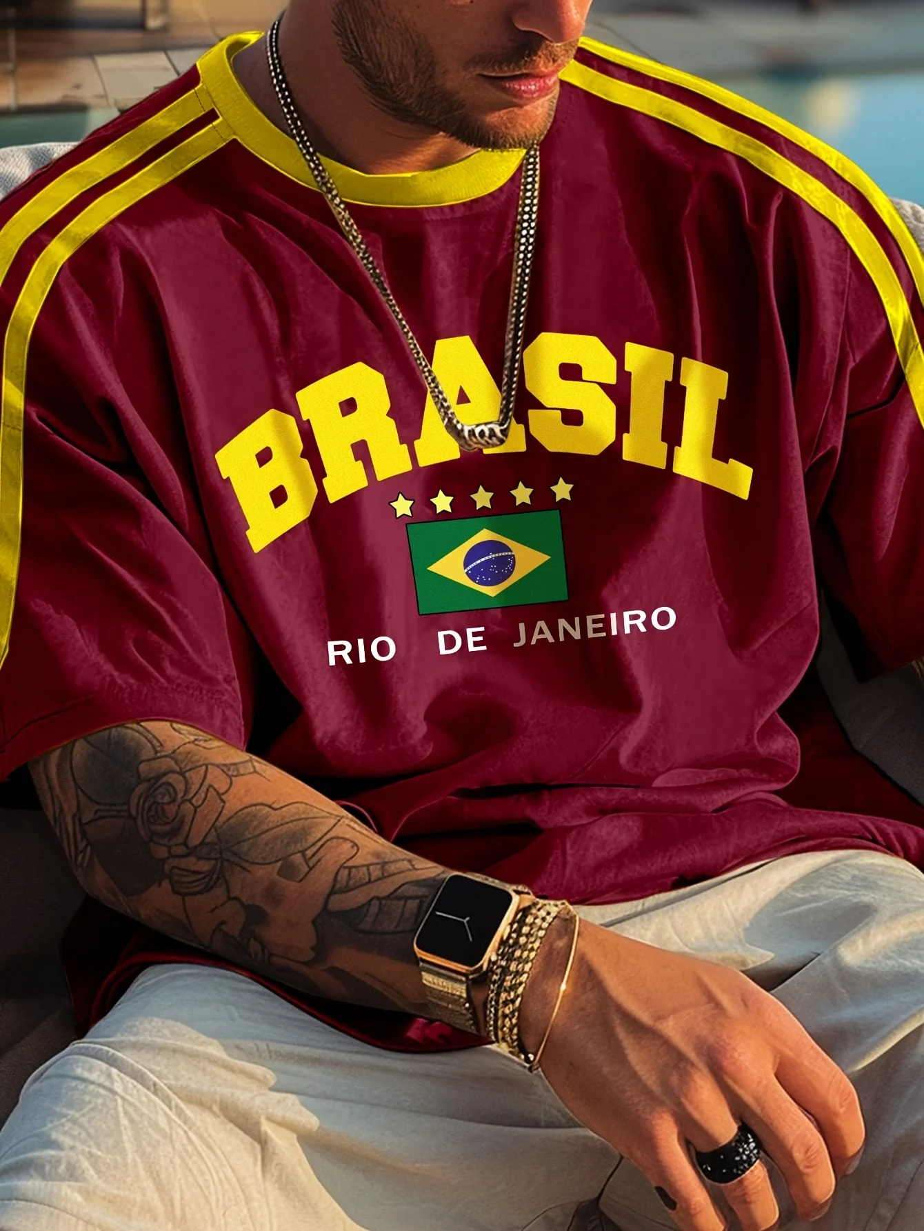 New Men Five-star Brasil 3D Printed T-shirt Male Casual Short Sleeve O-Neck Tees Fashion Retro Mesh Jersey Oversized Clothing