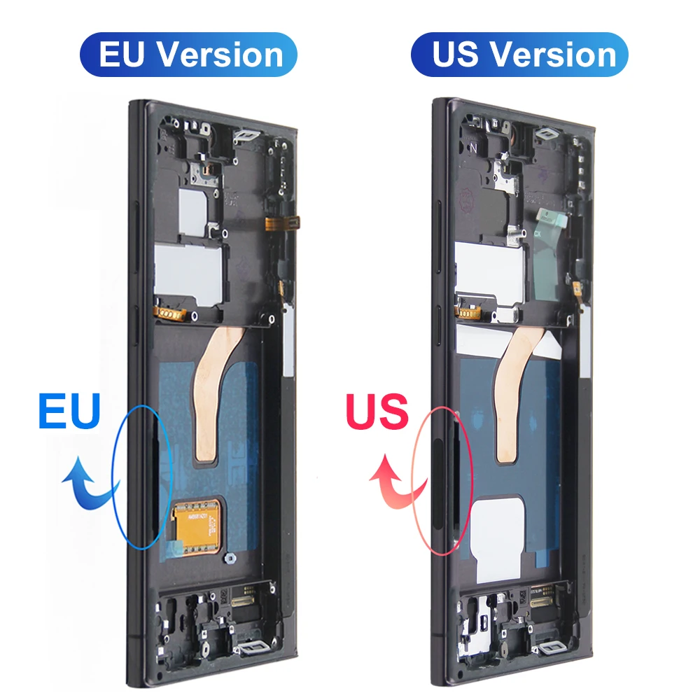 S22 Ultra Super AMOLED Screen for Samsung Galaxy S22 Ultra 5G S908B S908B/DS Lcd Display Digital Touch Screen with Frame Parts