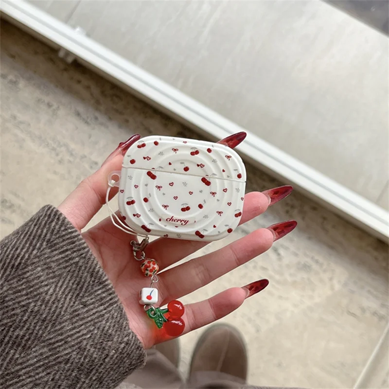 Cute Cherry Love bow headphone cover for Apple Airpods 4 3 Pro 2 Airpods 2 1 With pendant silicone shock-proof earhone cover