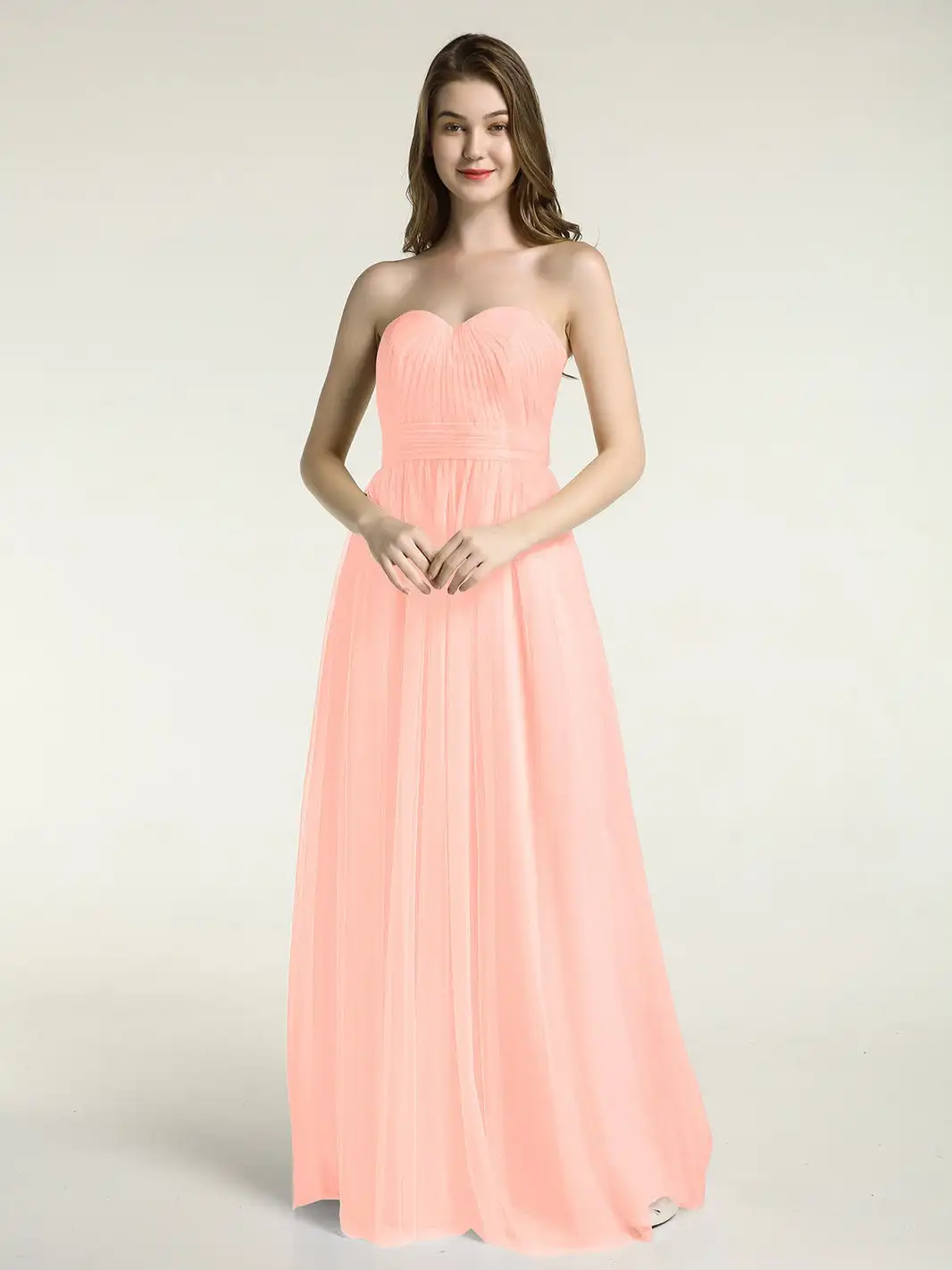 Strapless Sweetheart Neck Tulle Bridesmaid Dress With Bow Wedding Cocktail Dresses With Slit Pleated Evening Gowns