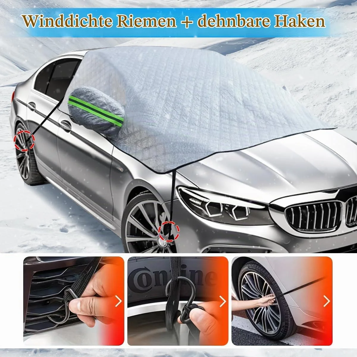 Auto-Winter-Windschutzscheiben-Schneeabdeckung Auto-Sonnenschutz Frostschutz Sonnenschutz Anti-Eis Frontscheibenabdeckung – Detail 3