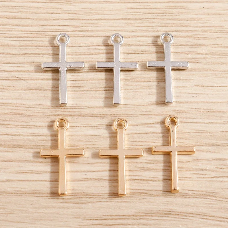 80 sztuk 10*18mm mały krzyż Charms wisiorki DIY komponenty do biżuterii dokonywanie religii Charms na kolczyki naszyjniki rękodzieło — zdjęcie 2