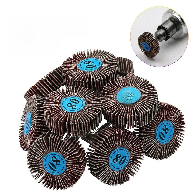5/10 sztuk żaluzja 80 Grit szlifowanie papier ścierny tarcze listkowe 3.0mm Shank Shutter tarcza polerska do narzędzi obrotowych Dremel — zdjęcie 2