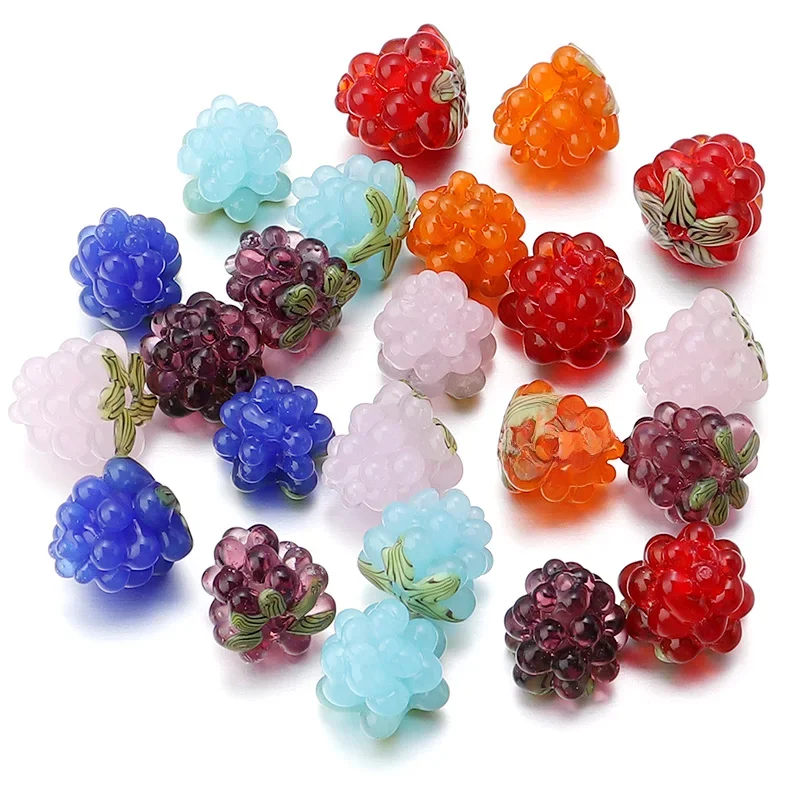 2 teile/los Himbeer Lampwork Perlen für Schmuck machen Obst Traube Glasperlen DIY Armband Halskette