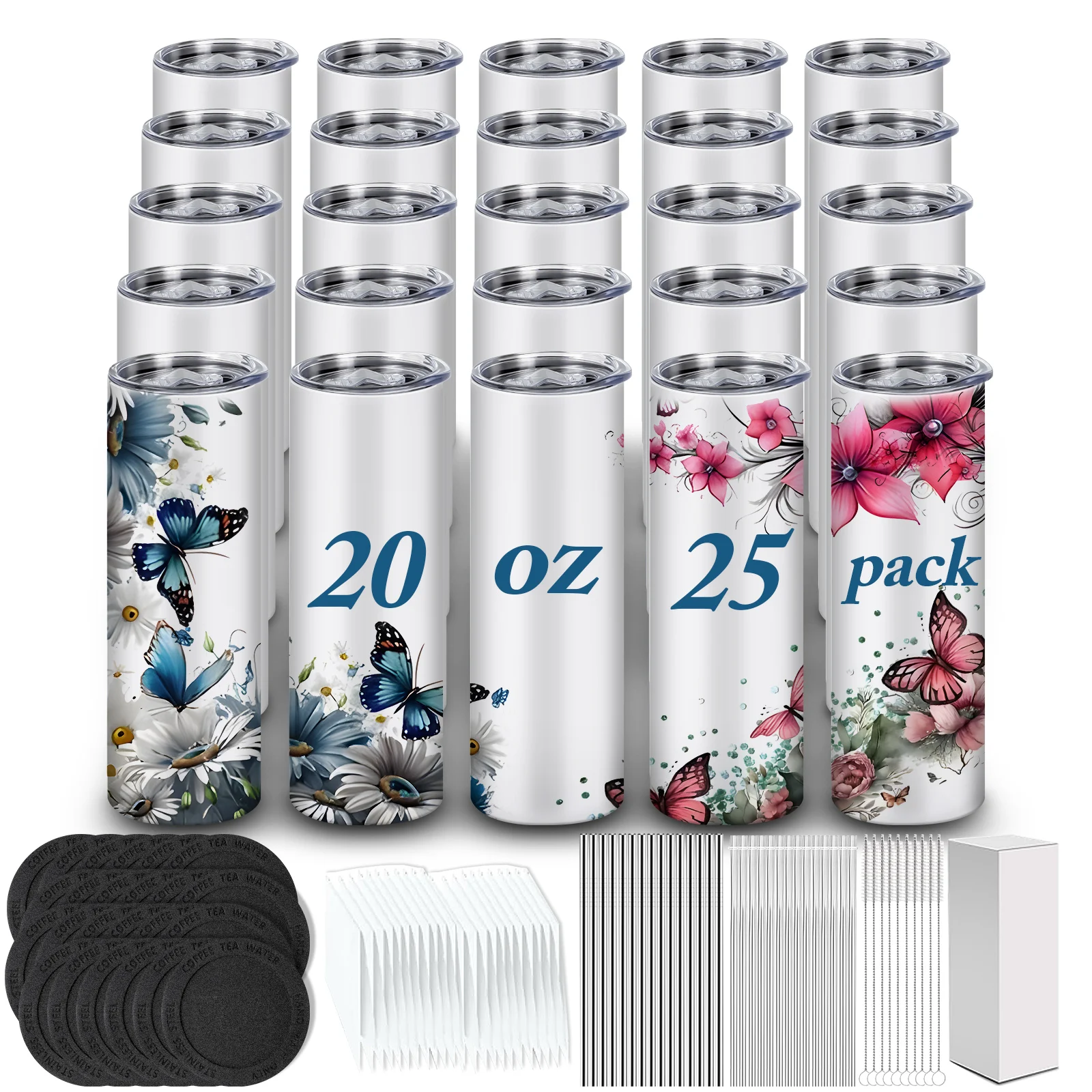 

US warehouse 20OZ sublimation skinny tumbler stainless steel straight sublimation blanks double-wall vacuum insulation tumbler