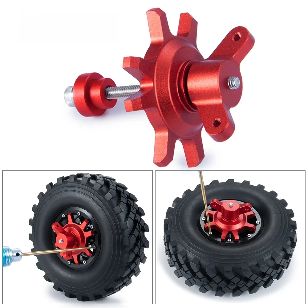 YEAHRUN – ensemble de pneus métalliques noir/rouge, outil d'aide au démontage pour voiture sur chenilles 1/10 RC, jante de roue Beadlock de 1.9 à 2.2 pouces