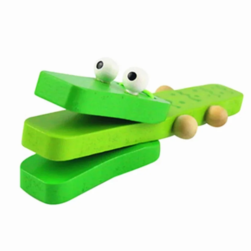 Krokodyl kształt drewniany kastaniet Instrument muzyczny kreskówka muzyczna edukacyjna grzechotka prezent zabawki edukacyjne Montessori — zdjęcie produktu 7