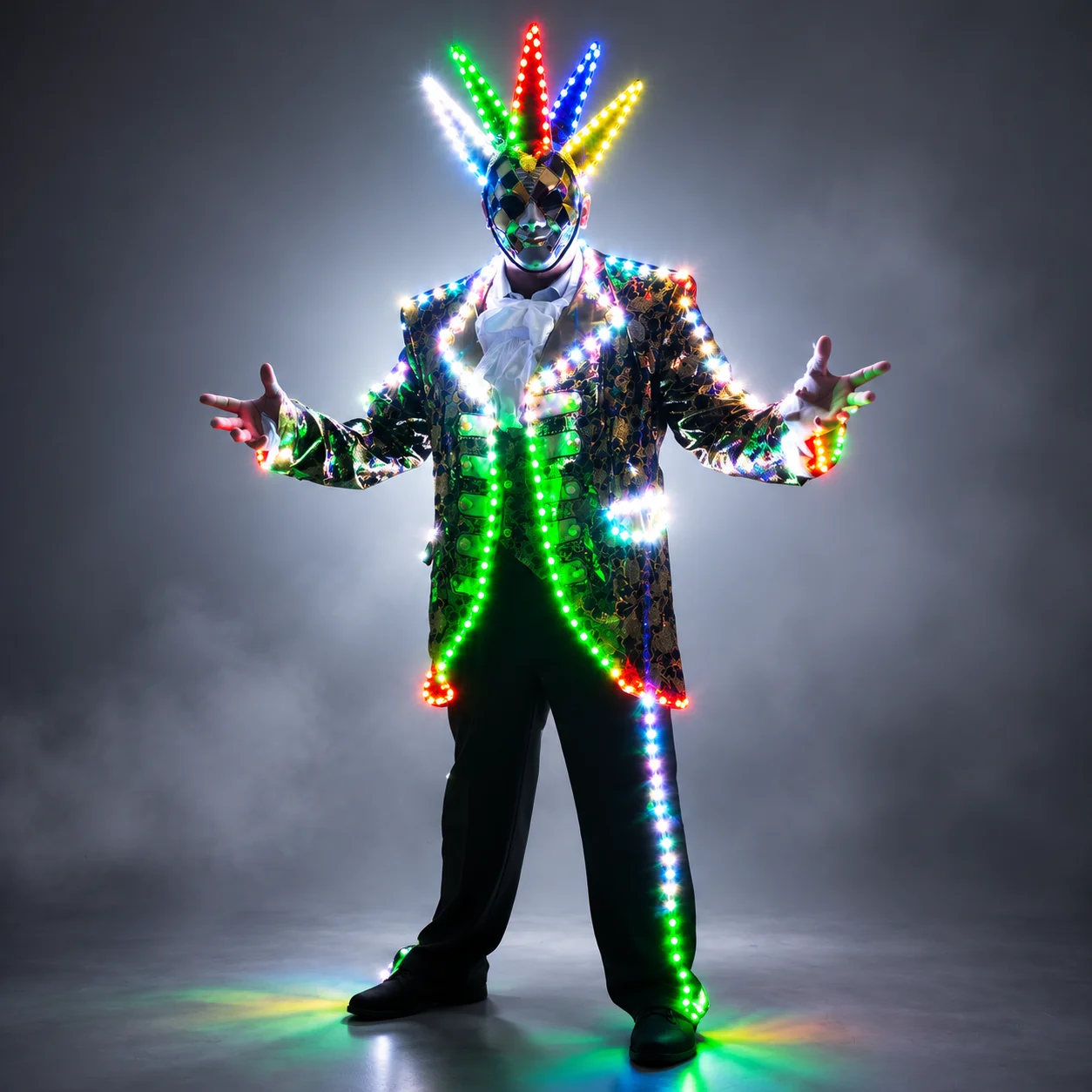 Full Color LED Jacket for Tron Suit LED Court Suit with Mask - Glow-in-the-Dark Costume for Parties And Events