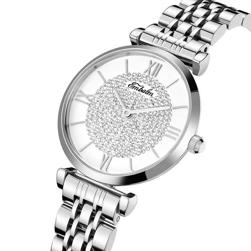 女性用腕時計ローズゴールド高級ダイヤモンドファッションエレガントなドレスステンレス鋼レディース女性腕時計ギフト防水