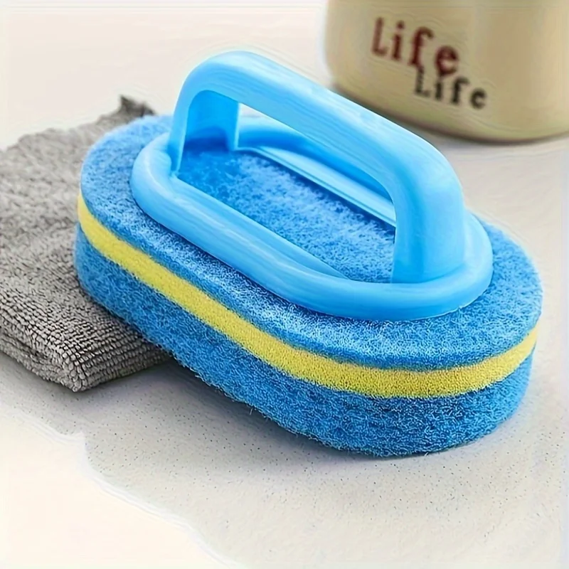 

Household Cleaning Brush With Handle Dish Soap Bathroom Kitchen Tub Thicken Scrubbing Sponge Wipe Durable Tools Accessories Home