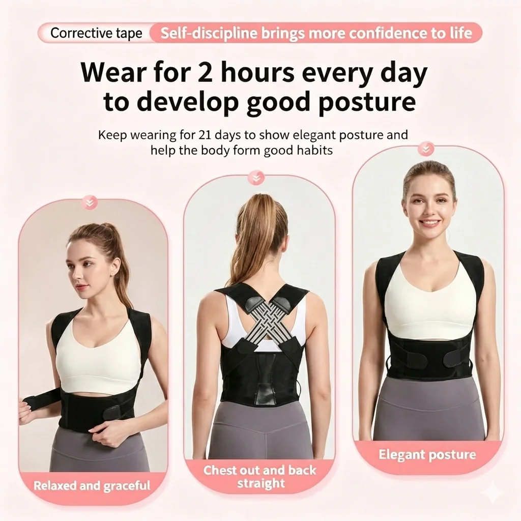 Men Women Posture Corrector Brace Adjustable Back Shoulder Support Belt Upper Spine Straightener Pain Relief Posture Correction