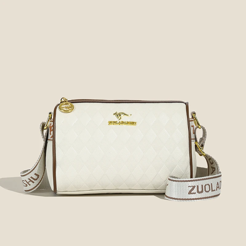 Womens Diamond Pattern PU Leather Crossbody Bag Fashion Shoulder Bag with Gold Accents Multi Compartment Casual Tote Daily Use T