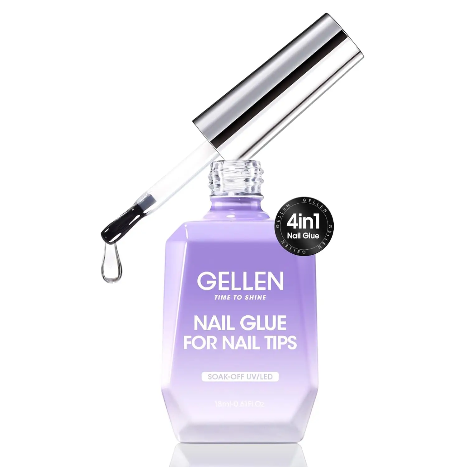 

Gellen 4 in 1 Nail Glue for Nail Tips 18ml Clear Press on Nails Long Lasting Easy Extension 4 in 1 Manicure Tool Gel Health Gift