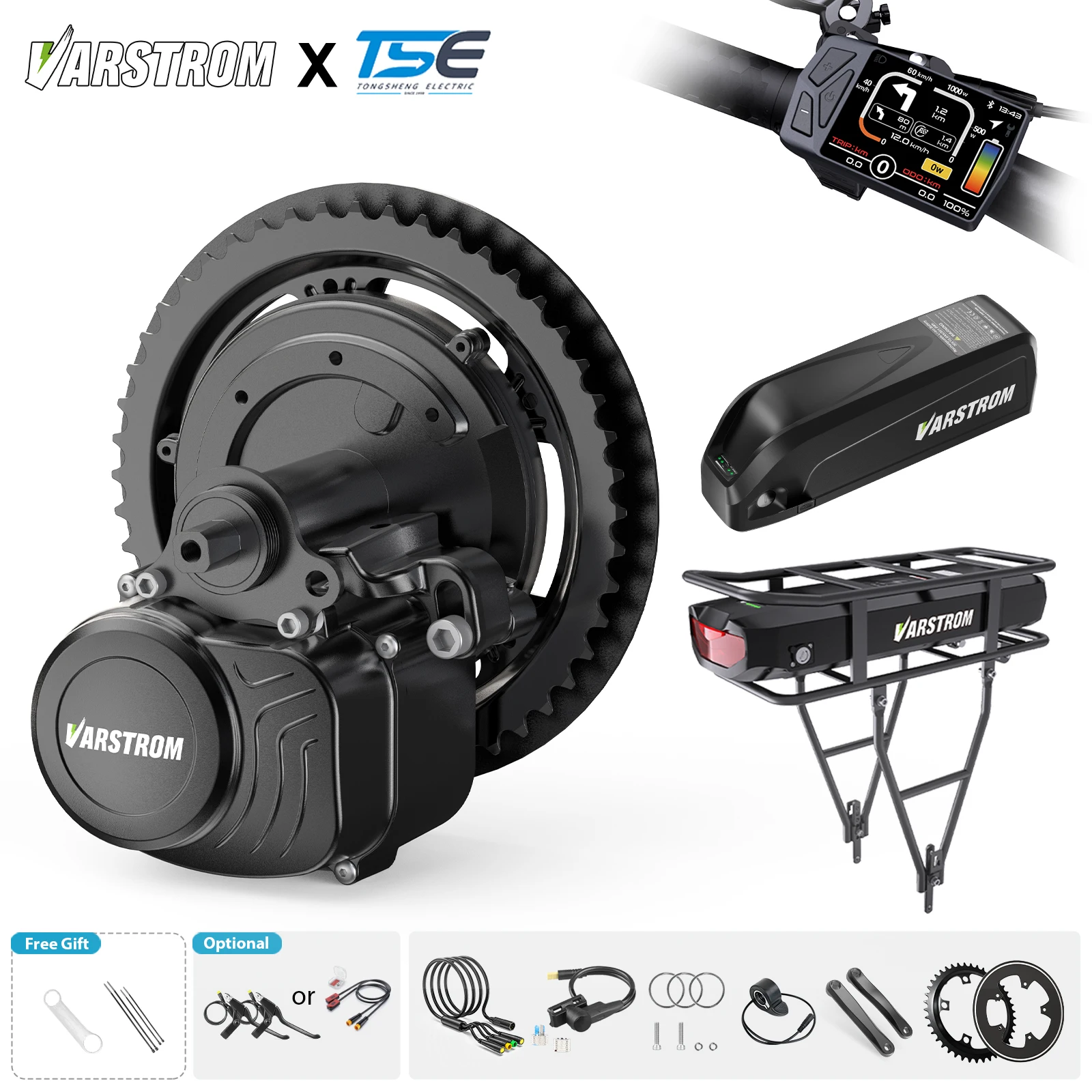 Tongsheng TSDZ2B 36V 250W Motor mit Drehmomentsensor Mittelmotor-Kit mit 42T Kettenblatt Elektrofahrrad Umbausatz E-Bike Motor für Ecity eMTB Mountainbikes