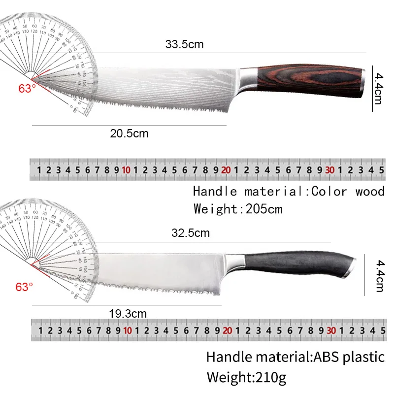 Stainless Steel Chef Knife Meat Cleaver Kitchen Knives Cooking Tools Serrated Frozen Meat Knife