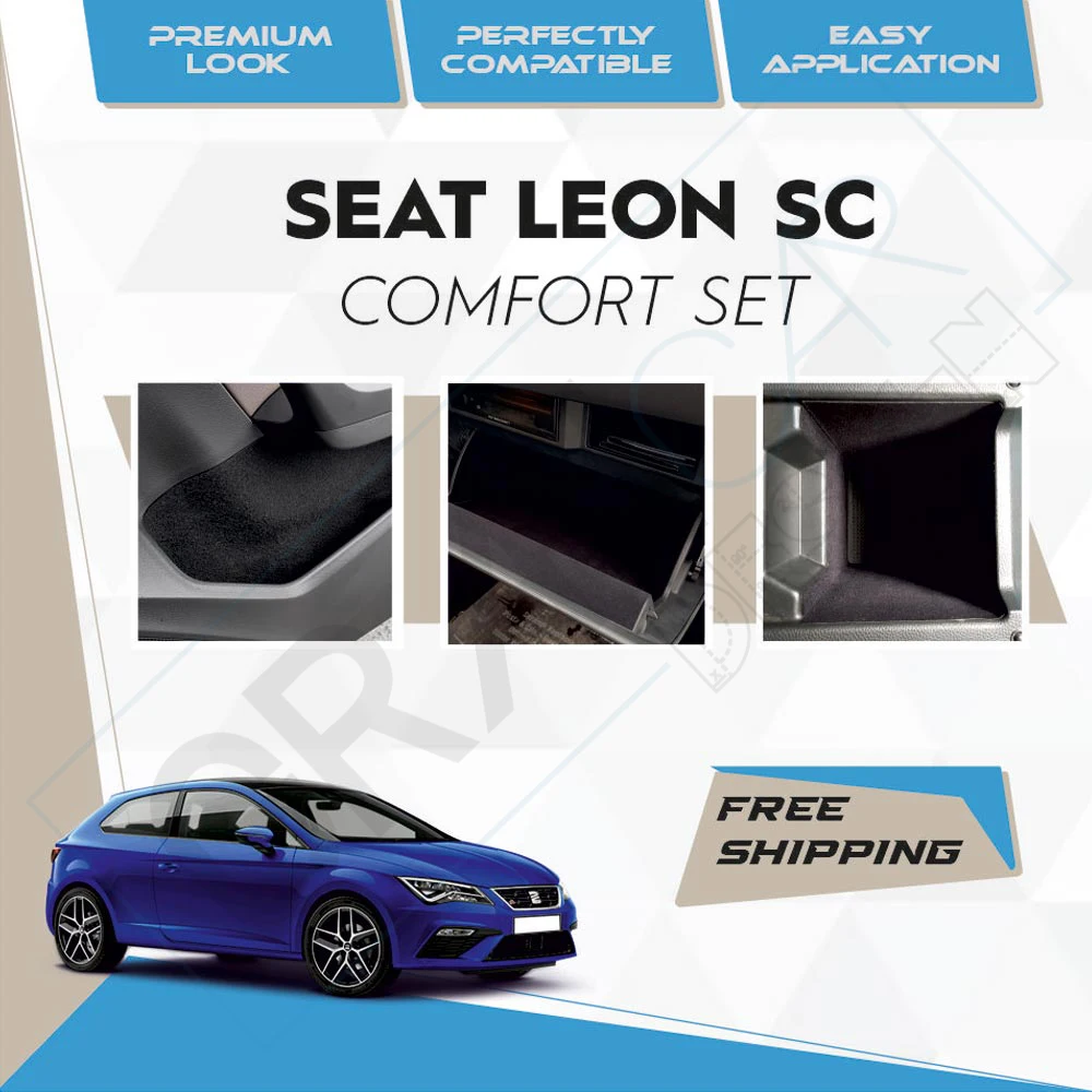 Comfort Set-Ready Fabric Coating In-Car Accessory Adhesive Insulation Effect Compatible with Seat Leon Mk3 SC Coupe ( 3 Doors)