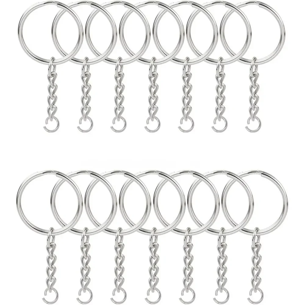 Split Key Ring com Corrente e Jump Rings, Peças de Metal, Open Jump Ring, Conector, Jóias DIY, 1 ",