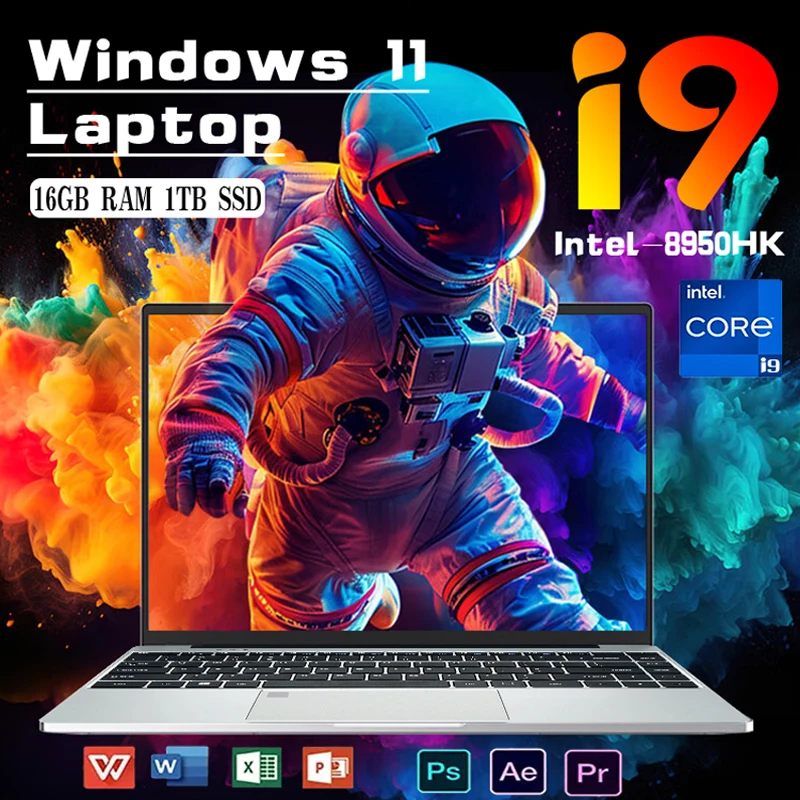 14.1 Inch Windows 11 i9 Gaming Laptop Computer PC Gamer 16GB RAM 1TB 2TB SSD Notebook Intel Core i9 8950HK Office Study Computer