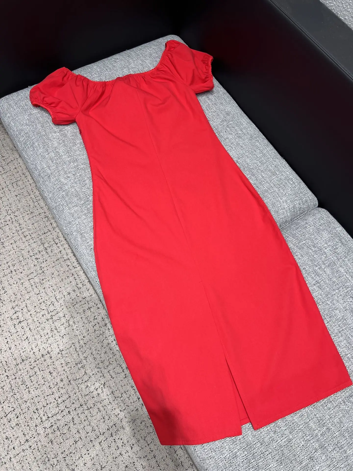 

2026 Early Spring Designer Dress Ruffled sleeves with Belt velvet Mid-Length A-line Button Slimming Half-Sleeved