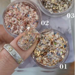 1box Colorful Chips Bh Bay Chips, Shell Chips For Nail Art, Colorful Chips, White Gold Foil Decor & Rhinestone Accessory DIY Nai