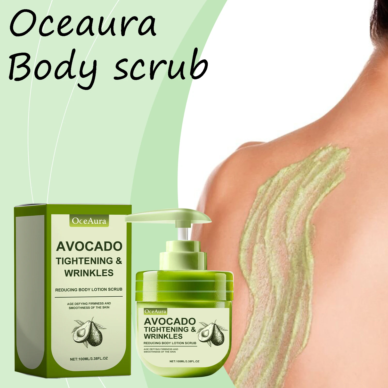 

Oceaura Avocado Body Scrub Remove Dead Skin Improve Roughness Reduce Dryness and Dullness Smoothing Soften Body Scrub Cream