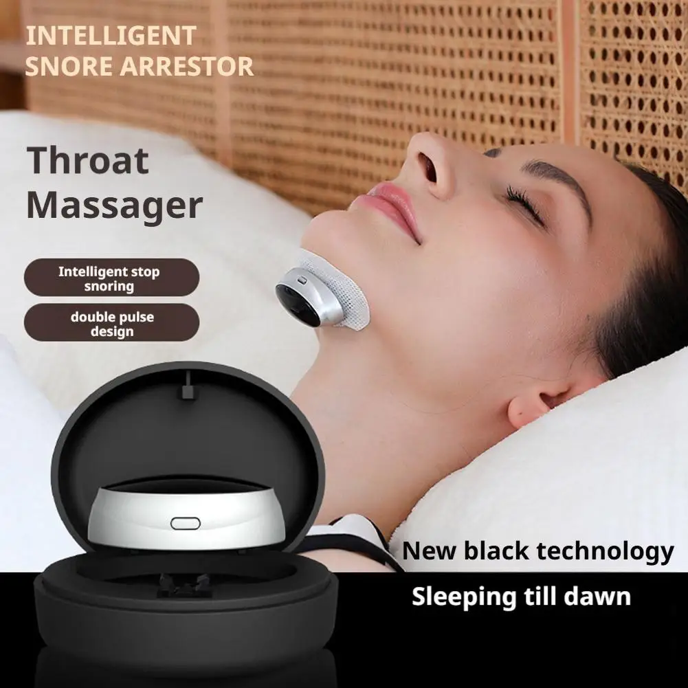 EMS Smart Anti Snoring Device Magnetic Pulse Sleep Apnea Aid Stop Snore Throat Muscle Massager Better Breathe Sleeping Guard Men